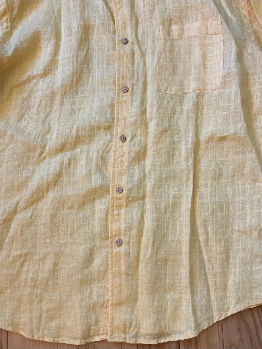 Jos. A Bank Yellow Linen Button Front Long Sleeve Shirt